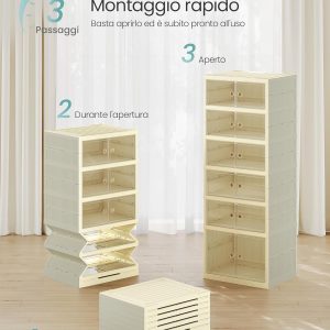 Scarpiera, Scaffale per Scarpe Slim, Organizer per Scarpe Pieghevole, Anta Trasparente, per 12 Paia, Stivali Sneaker, Ingresso Soggiorno, 6 Ripiani, Bianco