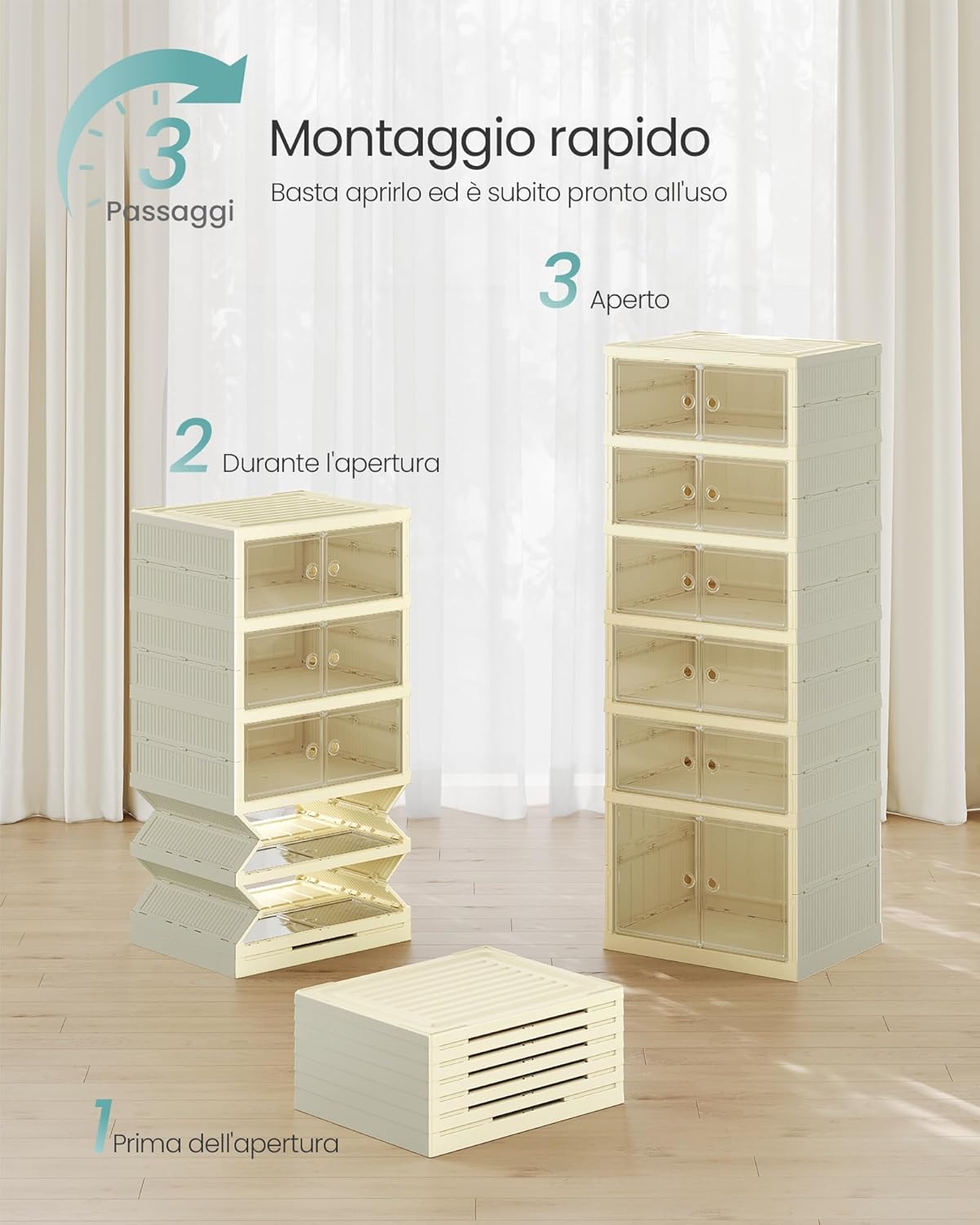 Scarpiera, Scaffale per Scarpe Slim, Organizer per Scarpe Pieghevole, Anta Trasparente, per 12 Paia, Stivali Sneaker, Ingresso Soggiorno, 6 Ripiani, Bianco