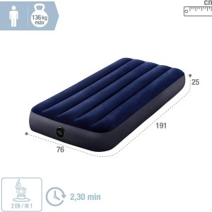 iMaterasso Gonfiabile Dura-Beam Classic Downy Singolo, PVC, Blu, 76x191x25 cm